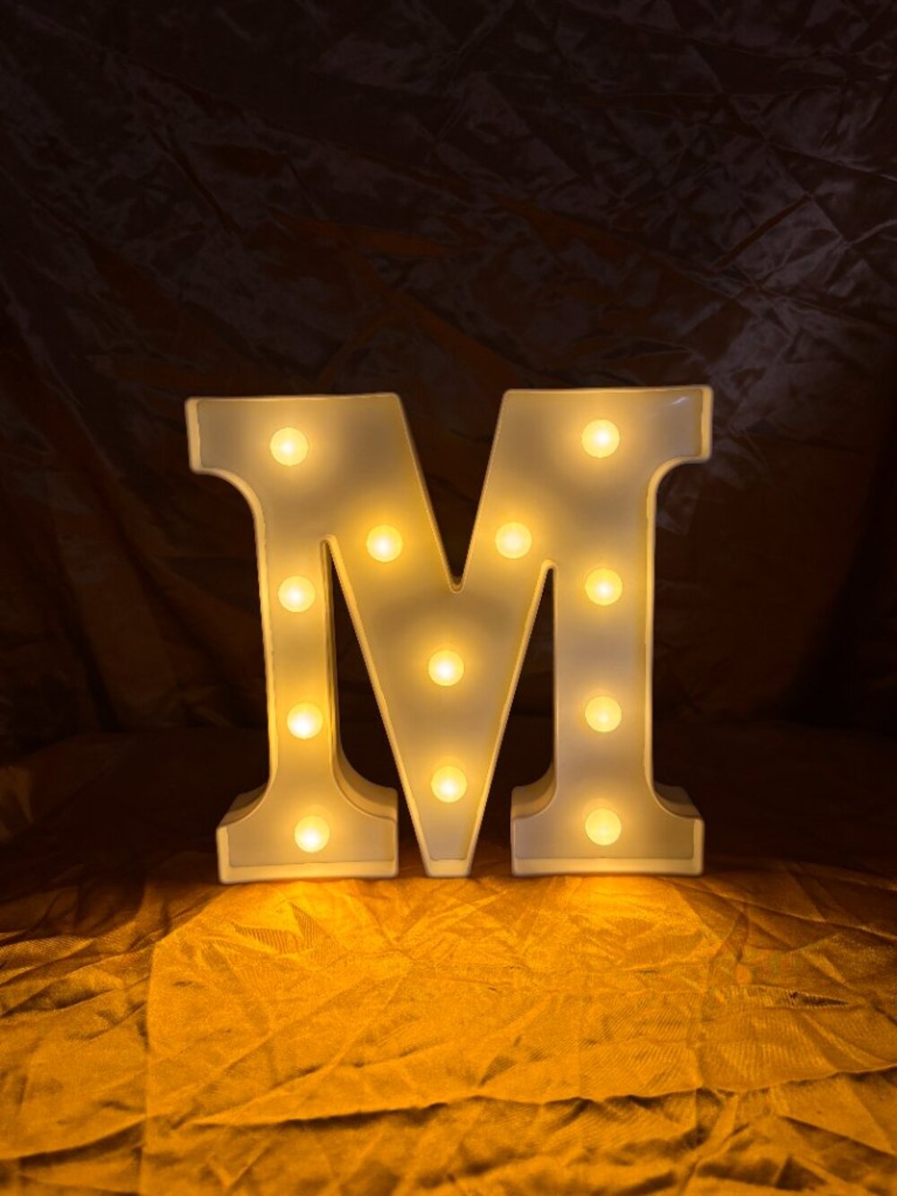 White Letter M Marquee Light Up Sign LED Wall Decor Initial Monogram Battery Ope